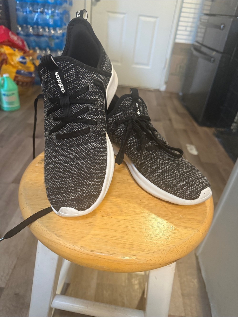 adidas Black and White Knit Slip-On Sneakers